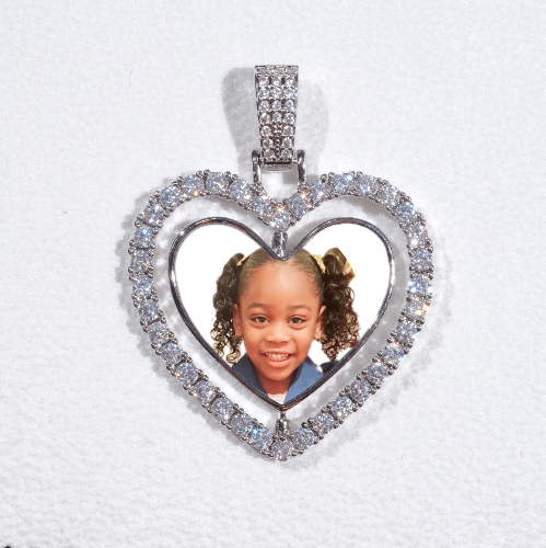 3D Spinning 2-Faced Heart Custom Picture Pendant