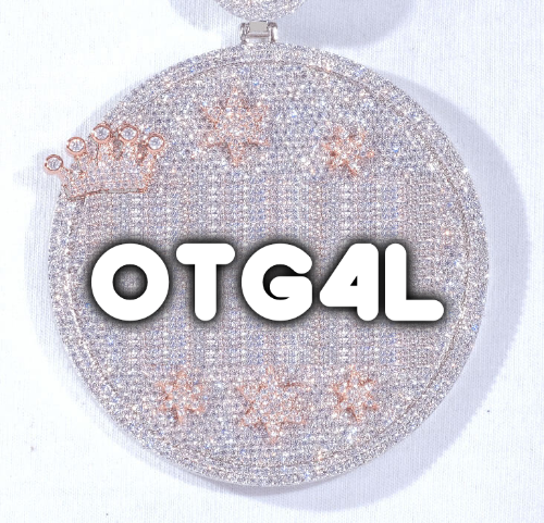 CUSTOM LETTER NECKLACE 3D BIG CROWN DISC