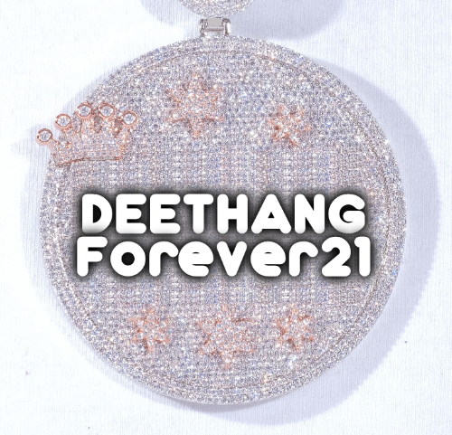 CUSTOM LETTER NECKLACE 3D BIG CROWN DISC