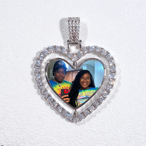 3D Spinning 2-Faced Heart Custom Picture Pendant