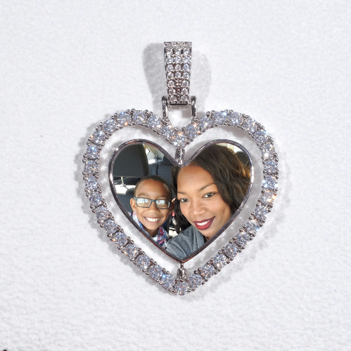 3D Spinning 2-Faced Heart Custom Picture Pendant