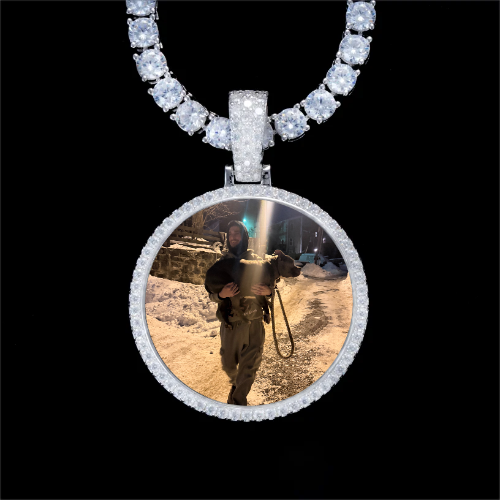 925S & VVS Moissanite 3D Circle Custom Picture Pendant