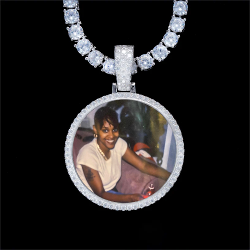 925S & VVS Moissanite 3D Circle Custom Picture Pendant