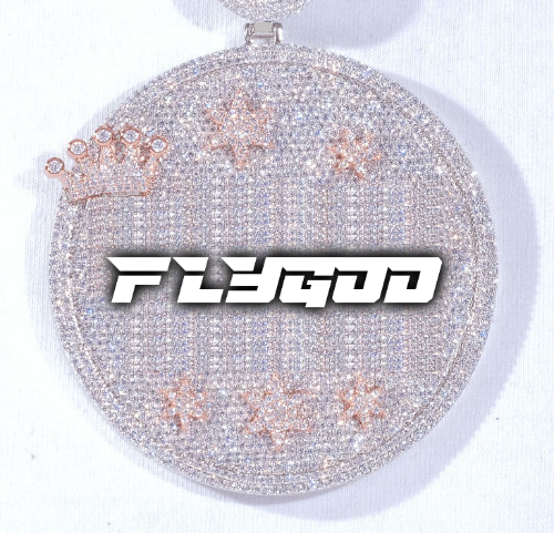 CUSTOM LETTER NECKLACE 3D BIG CROWN DISC