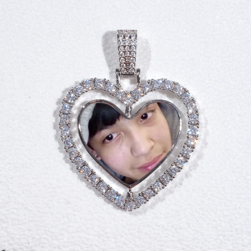 3D Spinning 2-Faced Heart Custom Picture Pendant