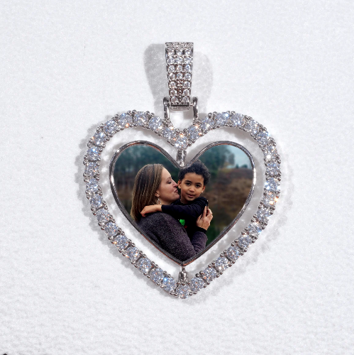 3D Spinning 2-Faced Heart Custom Picture Pendant