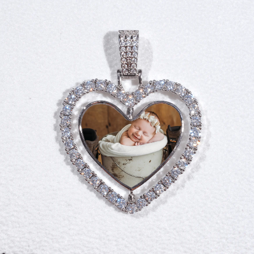 3D Spinning 2-Faced Heart Custom Picture Pendant