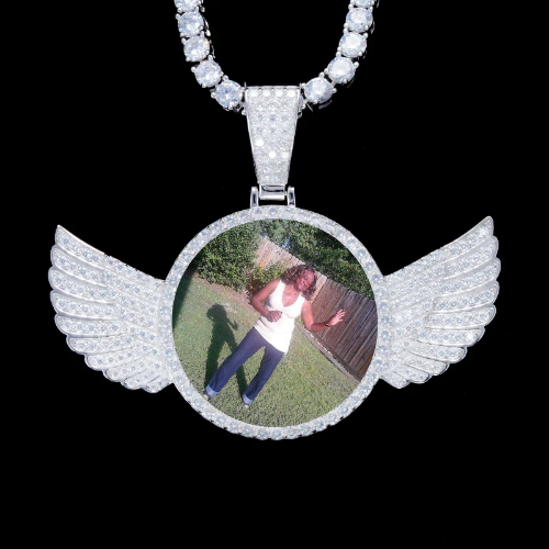 925S & VVS Moissanite 3D Wing Custom Picture Pendant