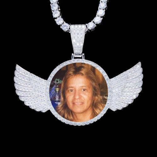 925S & VVS Moissanite 3D Wing Custom Picture Pendant
