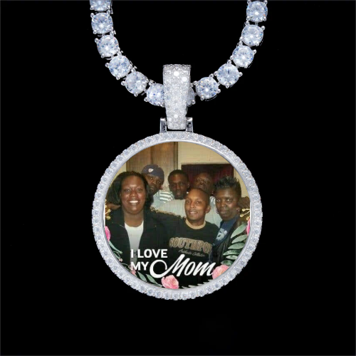 925S & VVS Moissanite 3D Circle Custom Picture Pendant