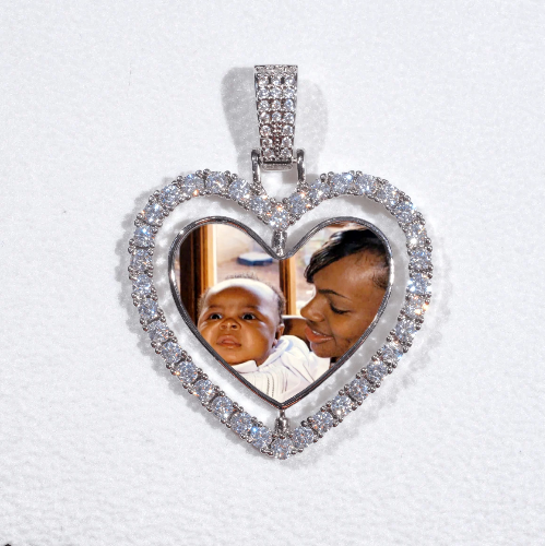 3D Spinning 2-Faced Heart Custom Picture Pendant