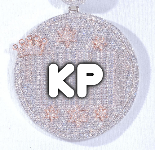CUSTOM LETTER NECKLACE 3D BIG CROWN DISC