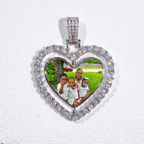 3D Spinning 2-Faced Heart Custom Picture Pendant