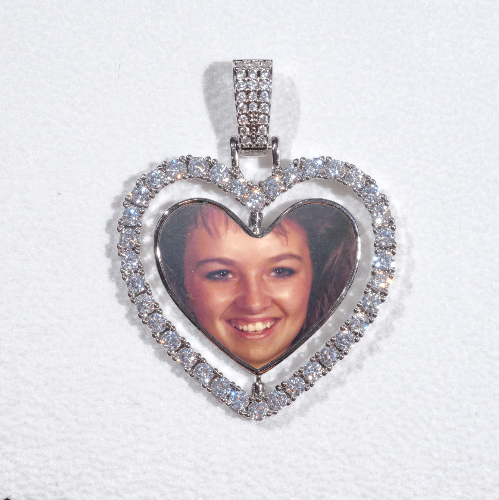 3D Spinning 2-Faced Heart Custom Picture Pendant