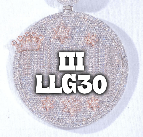 CUSTOM LETTER NECKLACE 3D BIG CROWN DISC
