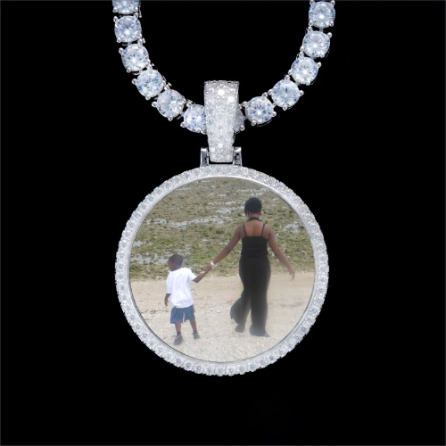 925S & VVS Moissanite 3D Circle Custom Picture Pendant