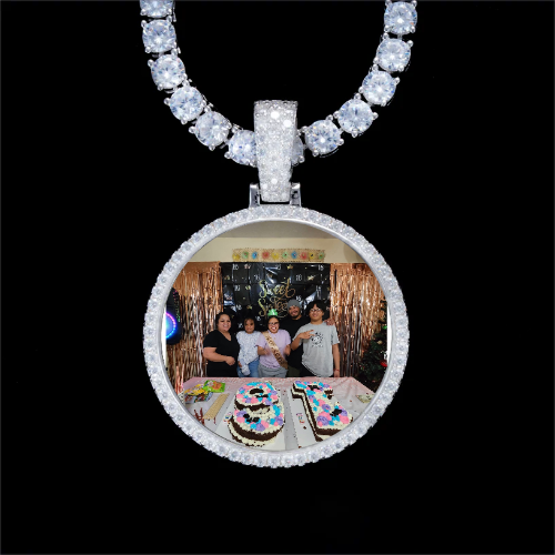 925S & VVS Moissanite 3D Circle Custom Picture Pendant