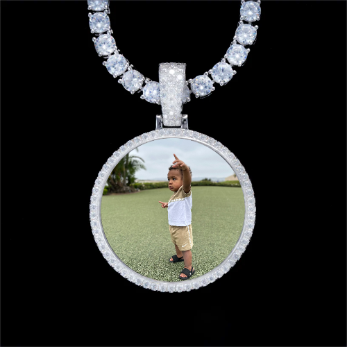 925S & VVS Moissanite 3D Circle Custom Picture Pendant