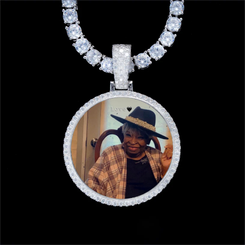 925S & VVS Moissanite 3D Circle Custom Picture Pendant