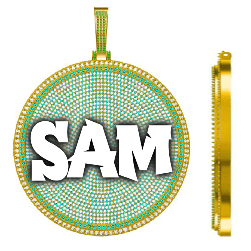 CUSTOM LETTER NECKLACE 3D BIG DISC