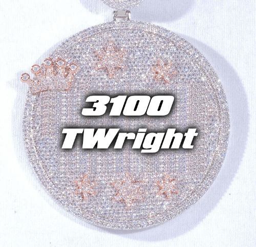 CUSTOM LETTER NECKLACE 3D BIG CROWN DISC