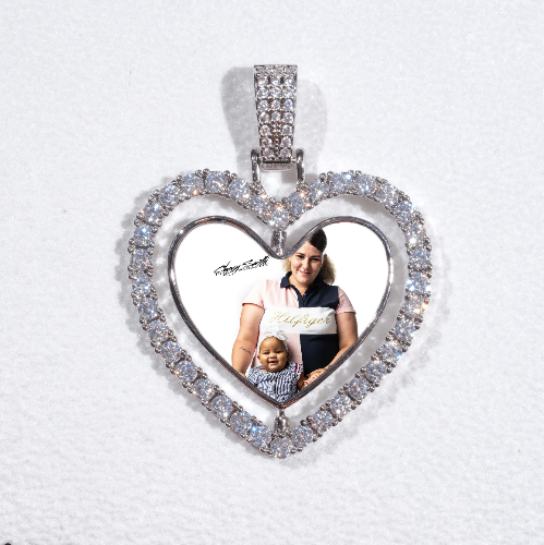 3D Spinning 2-Faced Heart Custom Picture Pendant