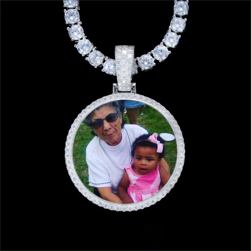 925S & VVS Moissanite 3D Circle Custom Picture Pendant