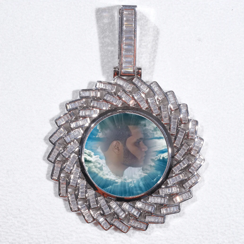 Large 3D Baguette Custom Picture Pendant