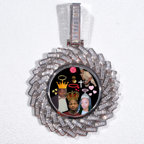 Large 3D Baguette Custom Picture Pendant