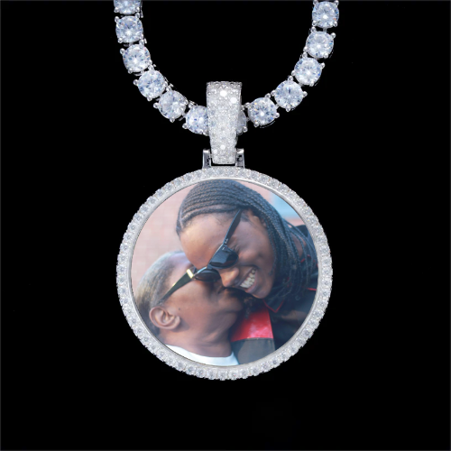 925S & VVS Moissanite 3D Circle Custom Picture Pendant