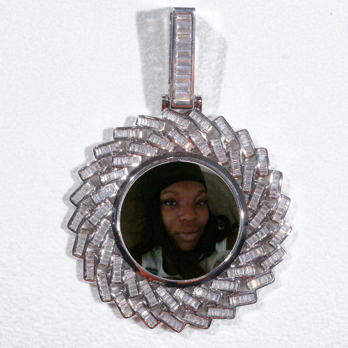 Large 3D Baguette Custom Picture Pendant