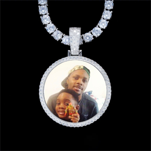 925S & VVS Moissanite 3D Circle Custom Picture Pendant