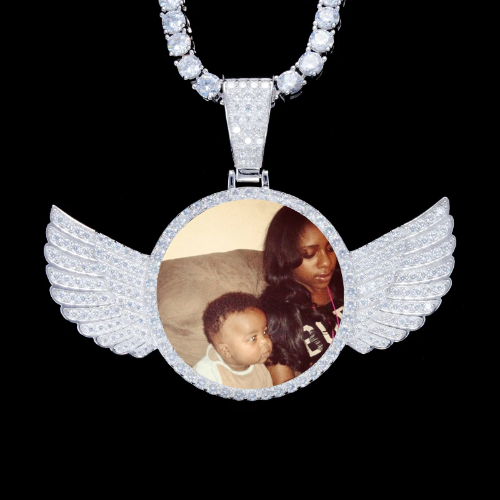 925S & VVS Moissanite 3D Wing Custom Picture Pendant