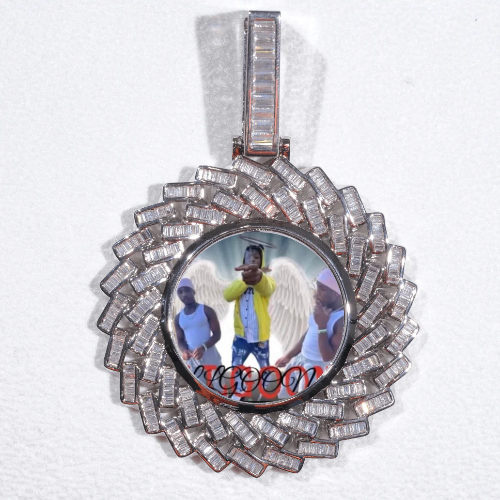 Large 3D Baguette Custom Picture Pendant