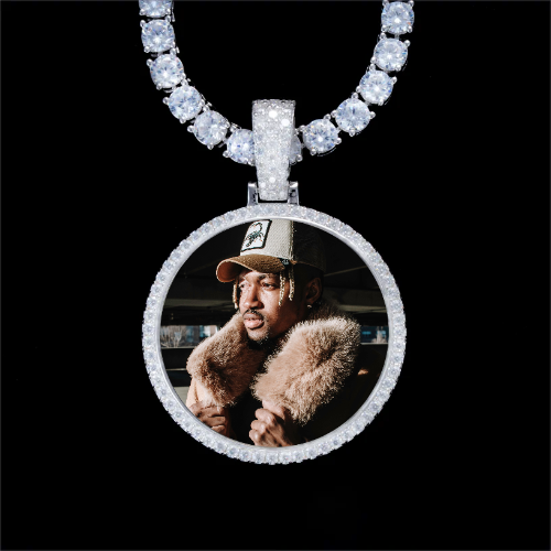 925S & VVS Moissanite 3D Circle Custom Picture Pendant