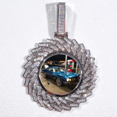 Large 3D Baguette Custom Picture Pendant