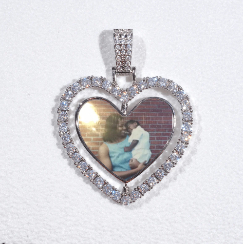 3D Spinning 2-Faced Heart Custom Picture Pendant