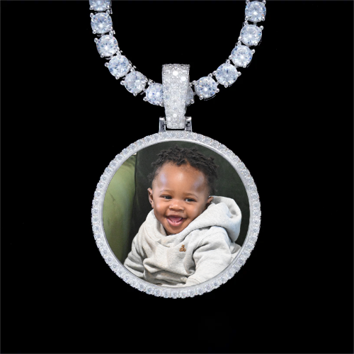 925S & VVS Moissanite 3D Circle Custom Picture Pendant