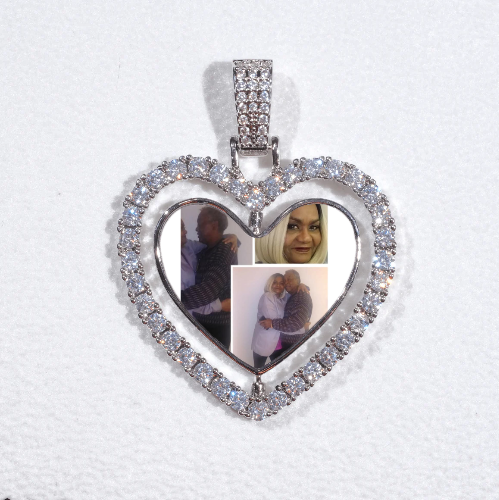 3D Spinning 2-Faced Heart Custom Picture Pendant