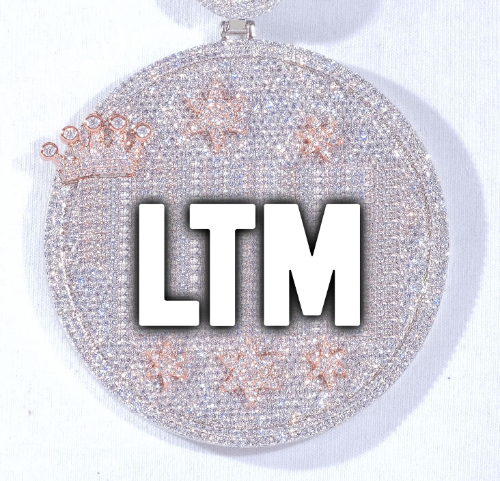 CUSTOM LETTER NECKLACE 3D BIG CROWN DISC