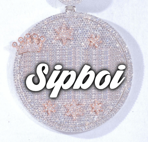CUSTOM LETTER NECKLACE 3D BIG CROWN DISC