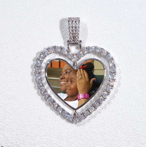 3D Spinning 2-Faced Heart Custom Picture Pendant