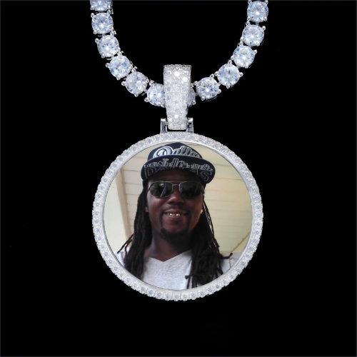 925S & VVS Moissanite 3D Circle Custom Picture Pendant