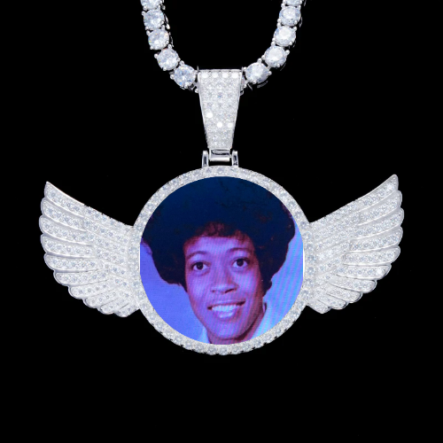 925S & VVS Moissanite 3D Wing Custom Picture Pendant