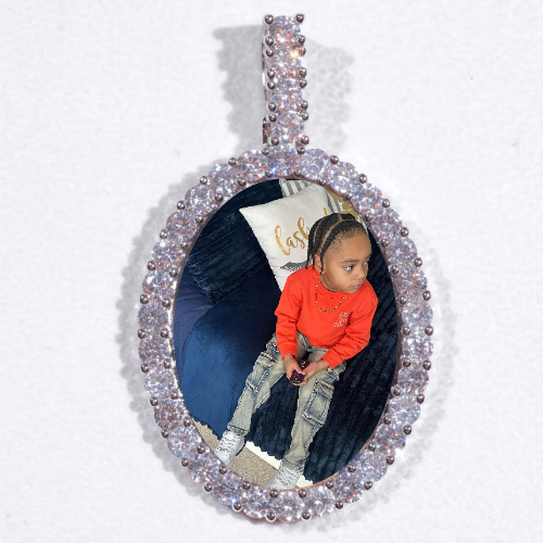 Large 3D Oval Custom Picture Pendant