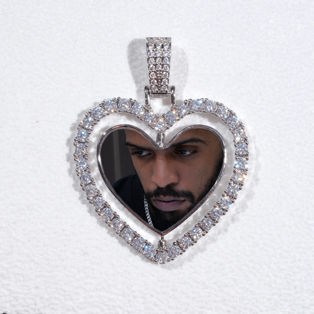 3D Spinning 2-Faced Heart Custom Picture Pendant