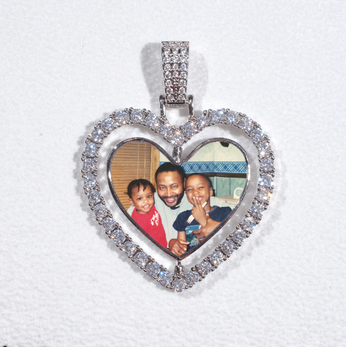3D Spinning 2-Faced Heart Custom Picture Pendant
