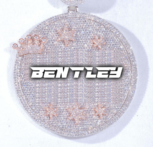 CUSTOM LETTER NECKLACE 3D BIG CROWN DISC