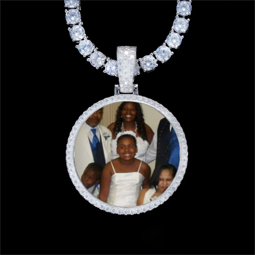 925S & VVS Moissanite 3D Circle Custom Picture Pendant