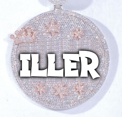 CUSTOM LETTER NECKLACE 3D BIG CROWN DISC